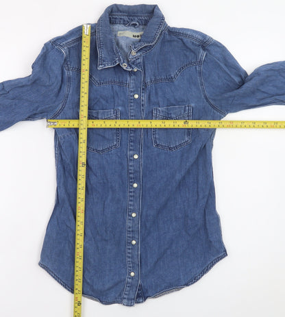 Topshop Women’s Blue Denim Long Sleeve Button-Up Shirt Size 6
