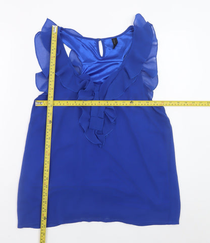 Vero Moda Women's Blue Ruffle Sleeveless Chiffon Blouse Size M