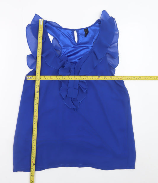 Vero Moda Women's Blue Ruffle Sleeveless Chiffon Blouse Size M