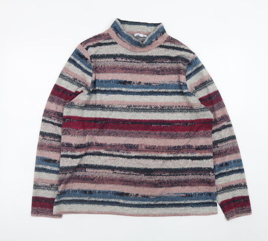 Tea Lane Women’s Multicoloured Striped Mock Neck Long Sleeve Top XL