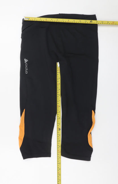 Odlo Womens Black Capri Leggings Medium Stretch Running Trousers