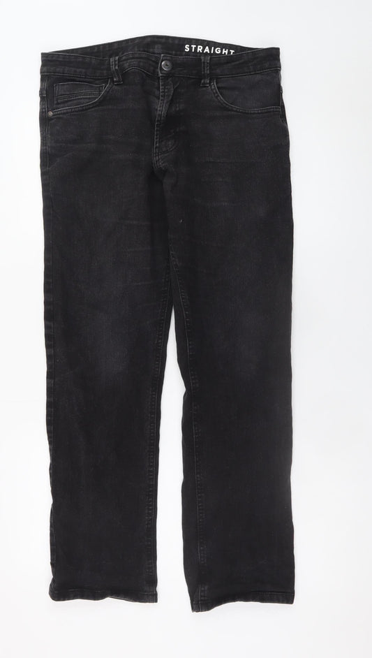 Dunnes Stores Men's Black Straight Jeans 34W 30L Cotton Denim