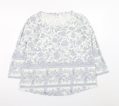 Lucky Brand Women Blue Floral Cotton Tunic Blouse XL