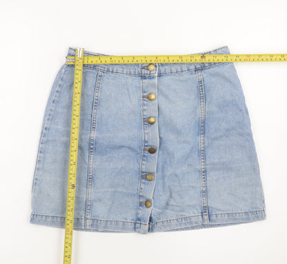 Denim Co. Women's Blue A-Line Button Denim Skirt Size 14
