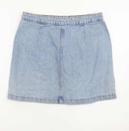Denim Co. Women's Blue A-Line Button Denim Skirt Size 14