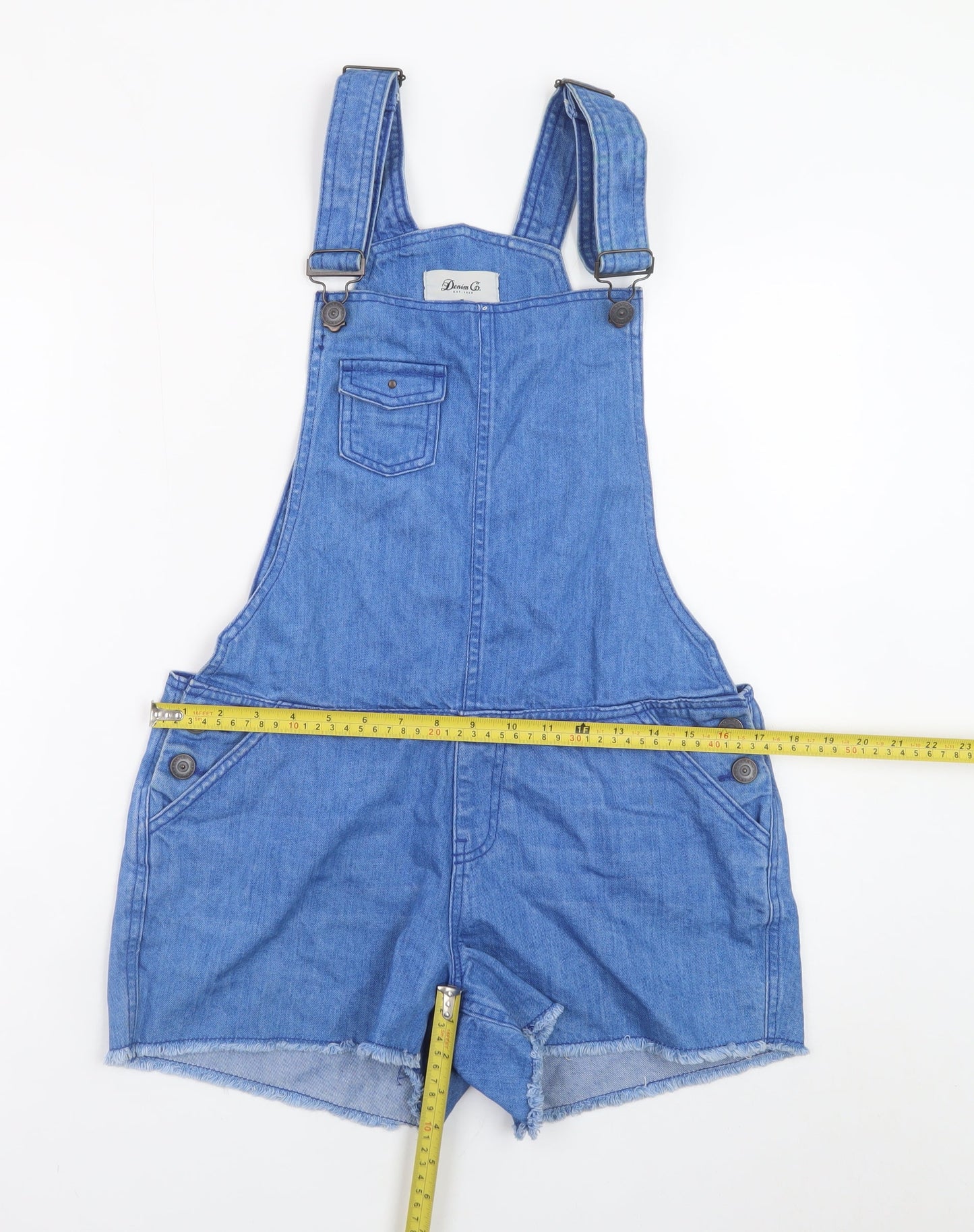 Denim Co Women Blue Cotton Denim Dungaree Shorts UK 10 Casual