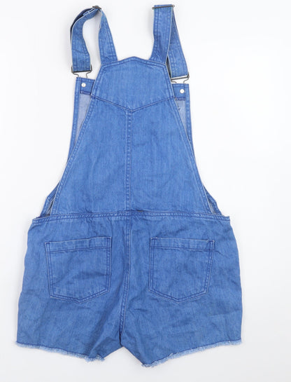 Denim Co Women Blue Cotton Denim Dungaree Shorts UK 10 Casual