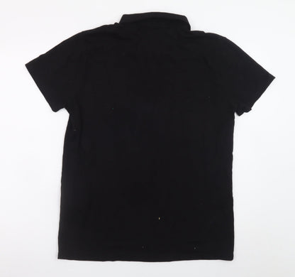 M.I.D.A. Men’s Black Cotton Polo Shirt Size L Casual Classic