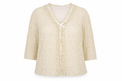 Ayalon Collection Women's Beige Lace Tunic Blouse Size 16