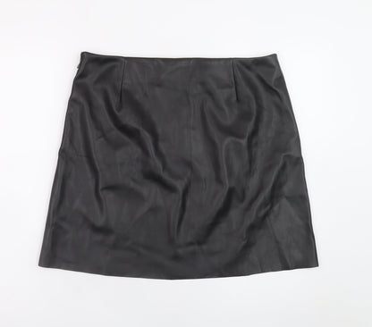 Noisy May Women's Black Faux Leather Short Pencil Skirt L