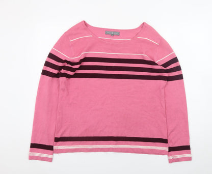 Jessica Graaf Women's Pink Striped Pullover Jumper Size L