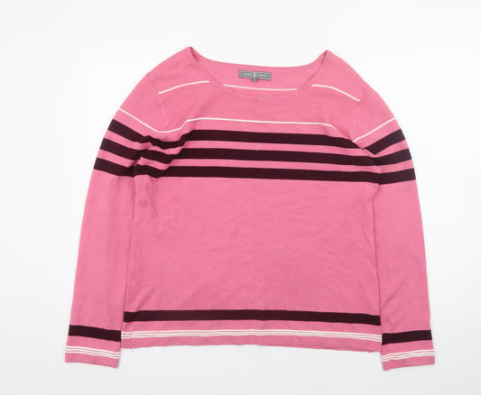 Jessica Graaf Women's Pink Striped Pullover Jumper Size L