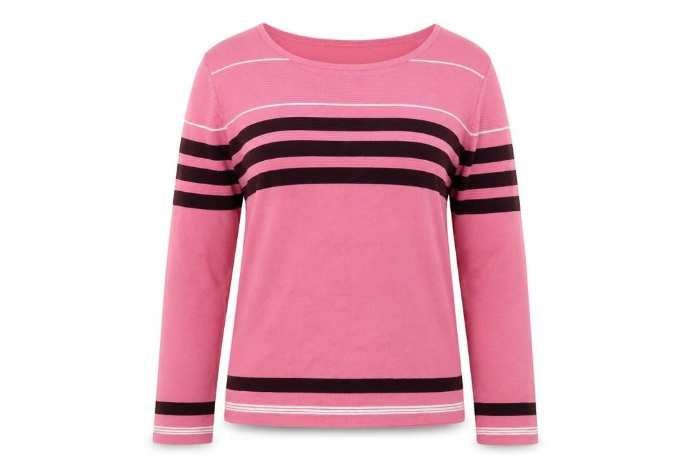 Jessica Graaf Women's Pink Striped Pullover Jumper Size L