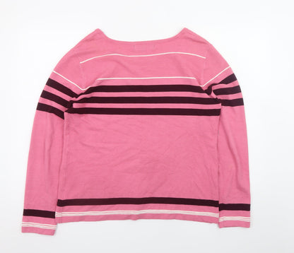Jessica Graaf Women's Pink Striped Pullover Jumper Size L