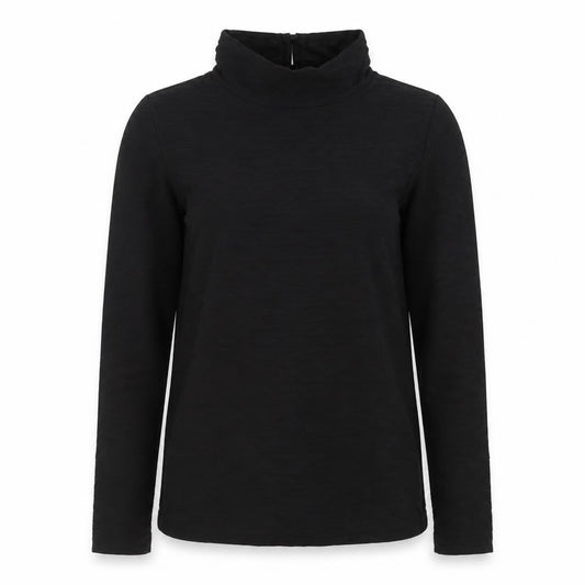 Front view of Gallery Women's Black, size 8, Mock Neck Long Sleeve Top