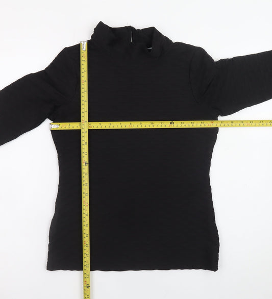 Gallery Women's Black Size 8 Mock Neck Long Sleeve Top