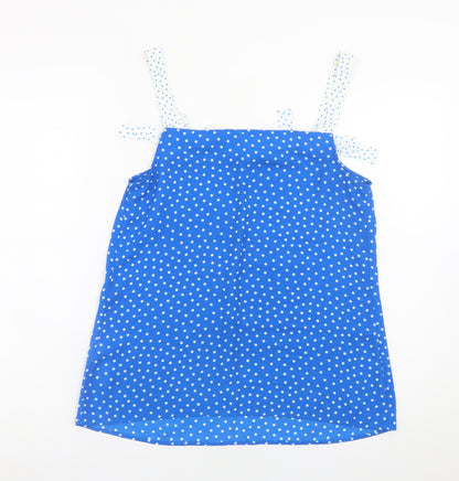 Savida Women's Blue Polka Dot Bow Strap Camisole Top Size S