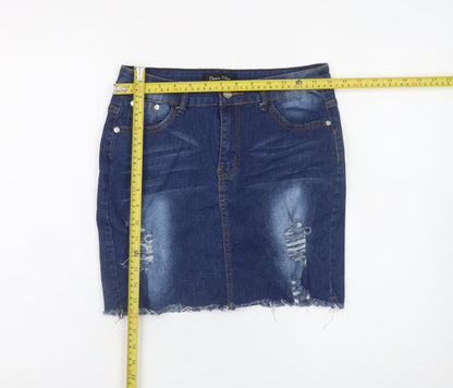 Denim Wise Women's Blue Distressed Denim Pencil Skirt Size 12