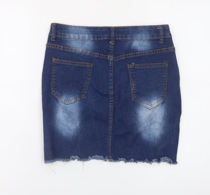 Denim Wise Women's Blue Distressed Denim Pencil Skirt Size 12