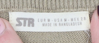 STR Women’s Beige Argyle Short Sleeve Knit Pullover Jumper Size 12