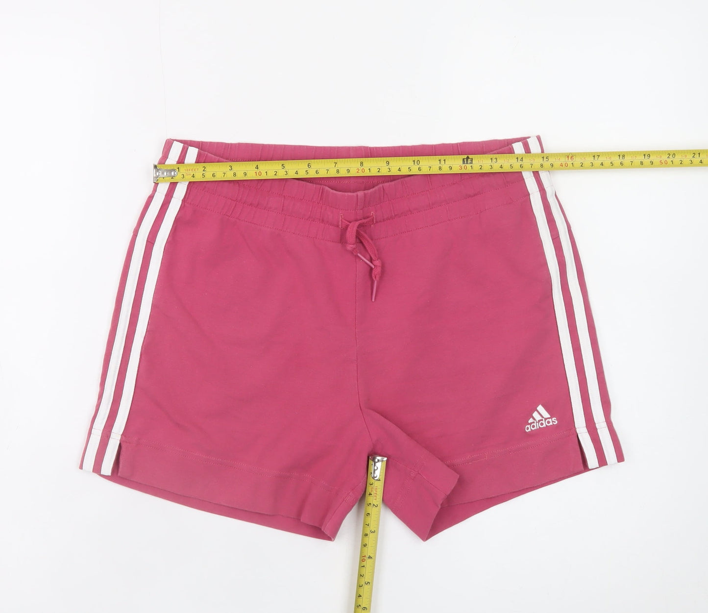 Adidas Women Pink Drawstring Biker Shorts Size M Lightweight Activewear