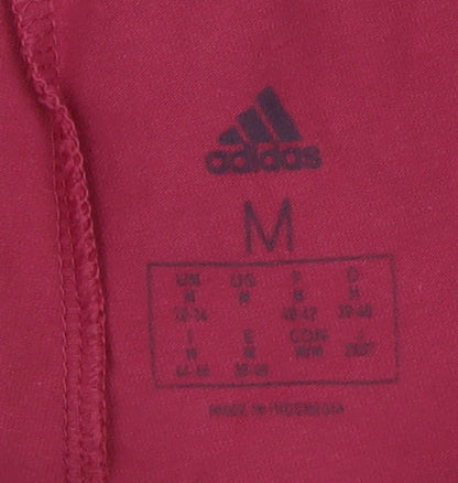 Adidas Women Pink Drawstring Biker Shorts Size M Lightweight Activewear