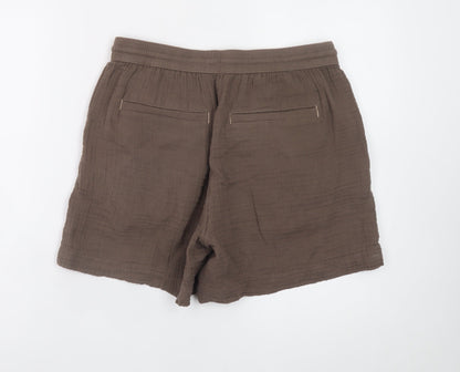 Marks and Spencer Women Brown Cotton Drawstring Relaxed Shorts Size 12