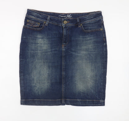Tommy Hilfiger Womens Blue Denim Knee Length Pencil Skirt Size 8