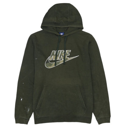 Nike Men's Green Pullover Hoodie L Regular Fit Camouflage Logo