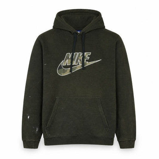 Nike Men's Green Pullover Hoodie L Regular Fit Camouflage Logo