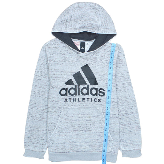 Adidas Boys Grey Hoodie 11-12 Years Pullover Fleece Athletic Logo