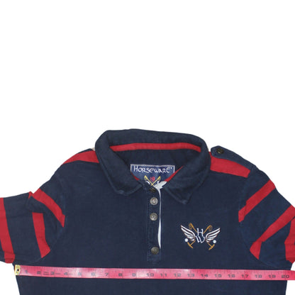 Horseware Women Navy & Red Henley Sweatshirt UK16 XL Cotton Blend