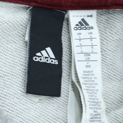 Adidas Men's Grey Full Zip Hoodie L Sports Logo Sweatshirt