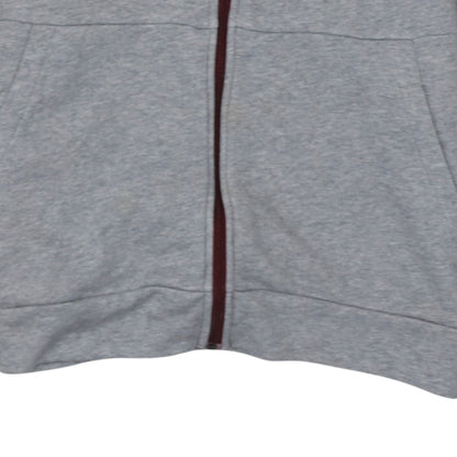 Adidas Men's Grey Full Zip Hoodie L Sports Logo Sweatshirt