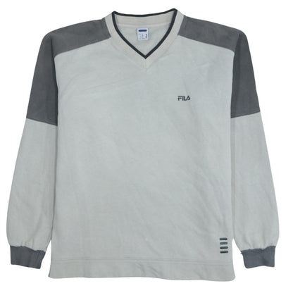 Fila Men’s Grey V-Neck Pullover Sweatshirt XL Classic Sports