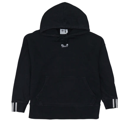 Adidas Womens Black Size 12 Pullover Hoodie Sweatshirt with Logo Detail