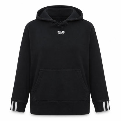 Adidas Womens Black Size 12 Pullover Hoodie Sweatshirt with Logo Detail