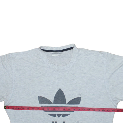 Adidas Men's Grey Trefoil Logo Regular Fit Short Sleeve T-Shirt L