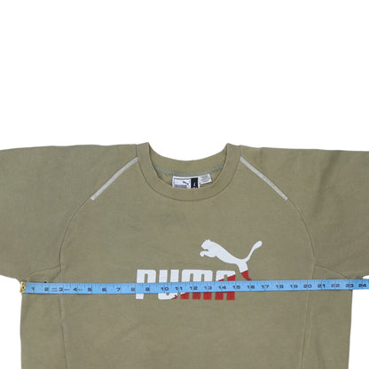 Puma Mens Beige Crew Neck Pullover Sweatshirt L Sports Logo