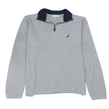 Nautica Men’s Grey 1/4 Zip Cotton Knit Jumper L