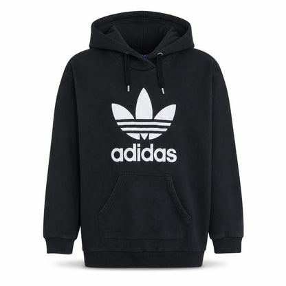 Adidas Womens Black Size 8 Pullover Hoodie Sweatshirt Trefoil Logo