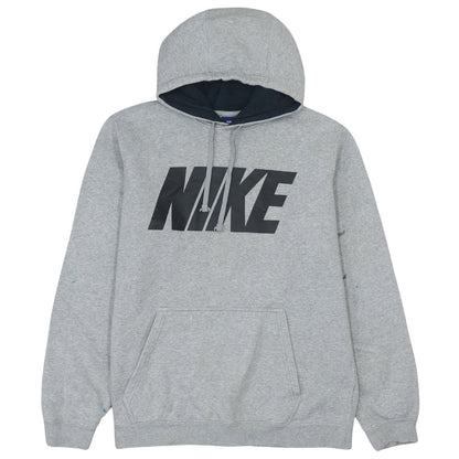Nike Men's Grey Pullover Hoodie L Sports Logo Fleece