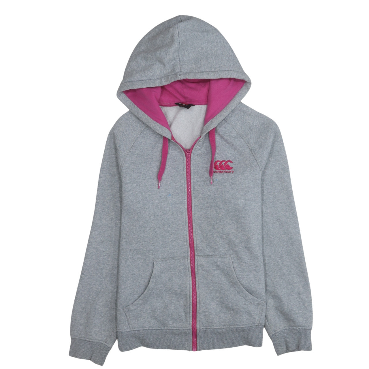 Canterbury Womens Grey Pink Full Zip Hoodie Size 12 Lightweight Casual