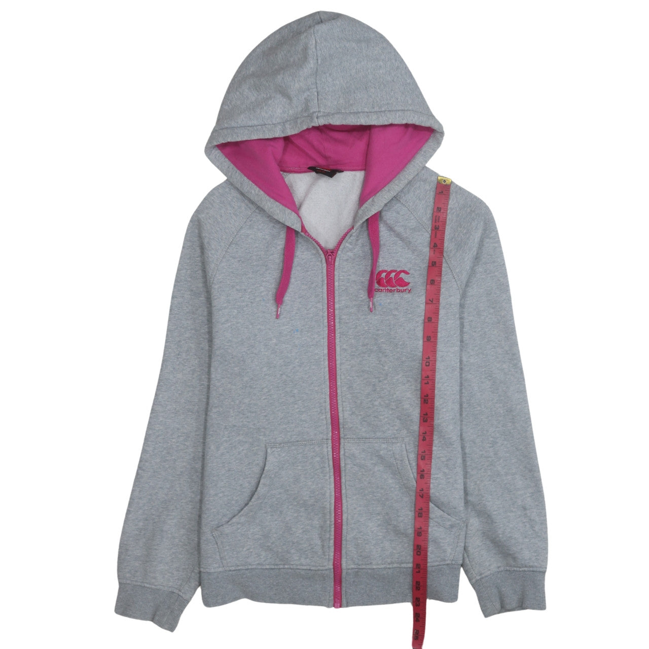 Canterbury Womens Grey Pink Full Zip Hoodie Size 12 Lightweight Casual