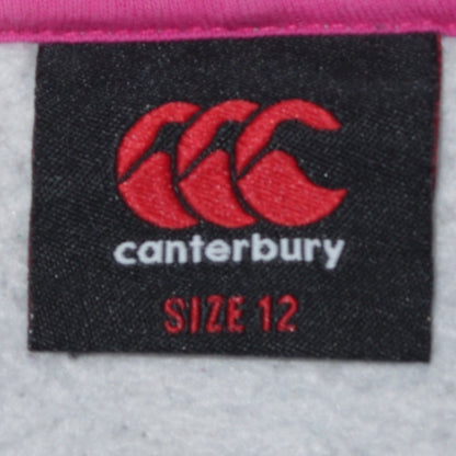 Canterbury Womens Grey Pink Full Zip Hoodie Size 12 Lightweight Casual