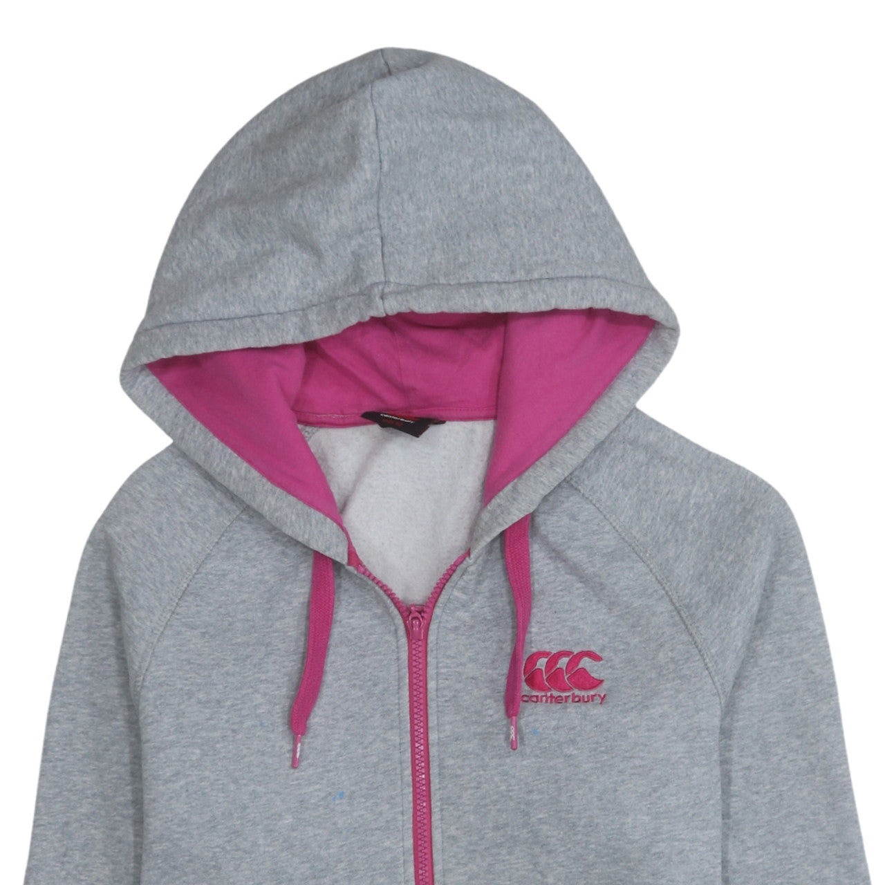 Canterbury Womens Grey Pink Full Zip Hoodie Size 12 Lightweight Casual
