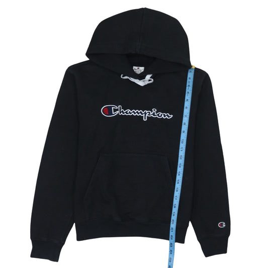 Champion Women's Black Medium Pullover Hoodie with Logo Embroidery