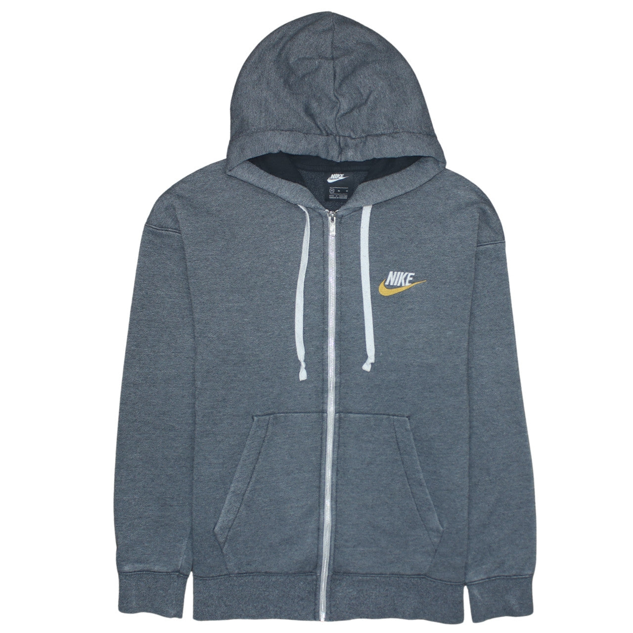 Nike Men's Grey Full Zip Hoodie Medium Embroidered Sportswear