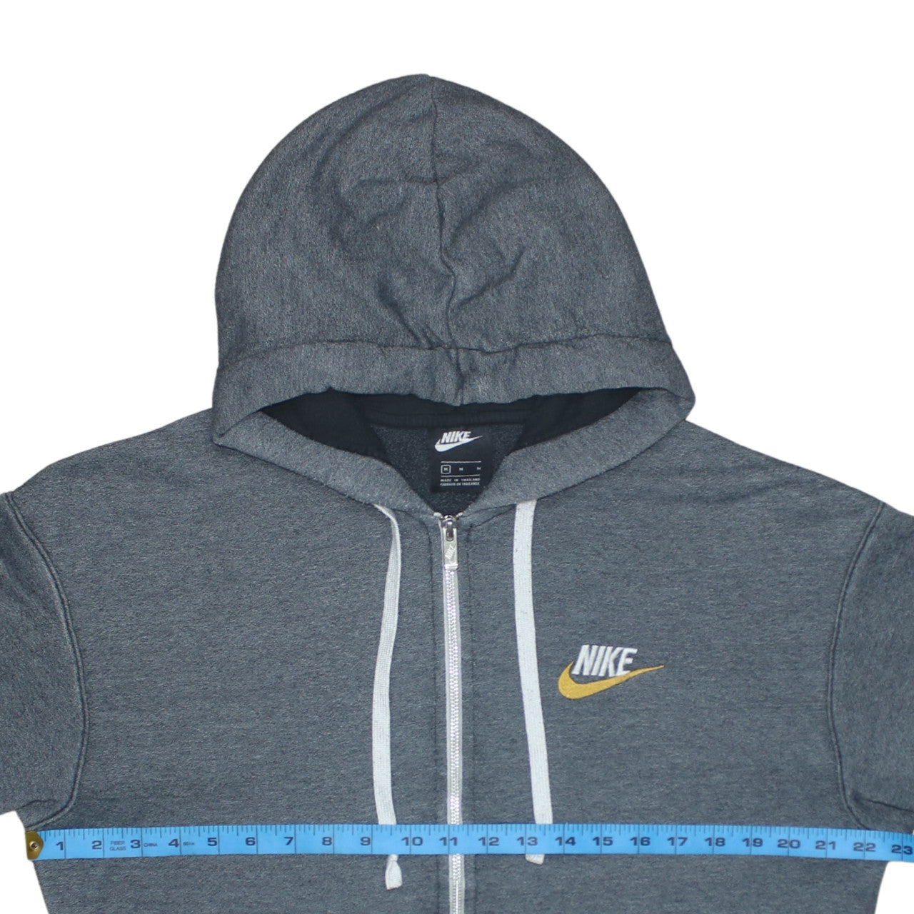 Nike Men's Grey Full Zip Hoodie Medium Embroidered Sportswear