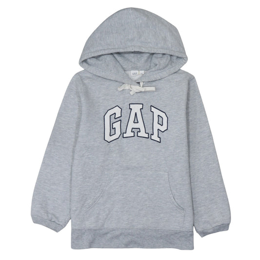 GAP Women Grey Pullover Hoodie M Logo Print Casual Cotton Blend